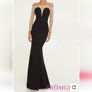 Mori Lee Off Shoulder Evening Gown Black